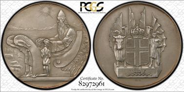 (1930) 10 Kr X-3 1000 Years Althing Ag Matte MS61