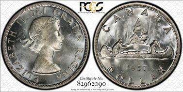 1957 S$1 One Waterline MS64