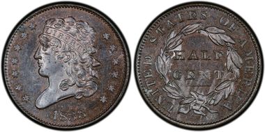 1833 1/2C PR63BN