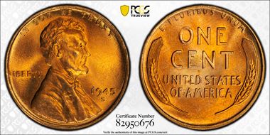 1945-S 1C MS67+ RD