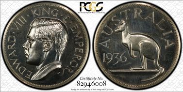 "1936" (1955) Medal FM3b Edward VIII Fantasy Ag PR64