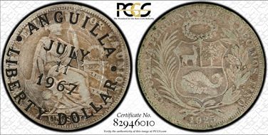 1967 $1 X-3 C/M on Peru Sol VF25