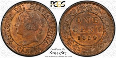 1859/8 1C Wide 9 ↑↑ MS63RB