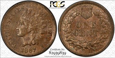 1867 1C MS63BN