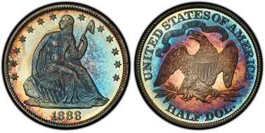 1888 50C PR66+