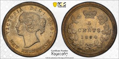 1864 5C Small 6 MS62
