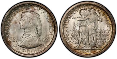 1921 50C Missouri MS66+