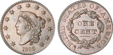 1829 1C Large Letters MS63BN