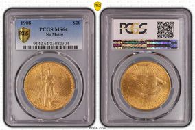 1908 $20 No Motto MS64