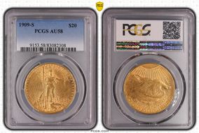 1909-S $20 AU58