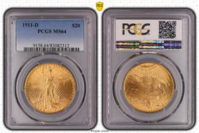 1911-D $20 MS64