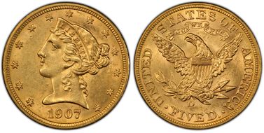 1907-D $5 MS62