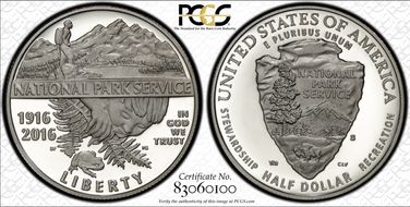 2016-S 50C 100th Anniv. Nat'l Parks First Strike PR69DCAM