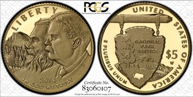 2016-W $5 100th Anniv. Nat'l Parks First Strike PR69DCAM