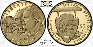 2016-W $5 100th Anniv. Nat'l Parks First Strike PR69DCAM
