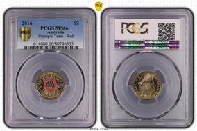 2016 $2 Olympic Team - Red Colorized MS66