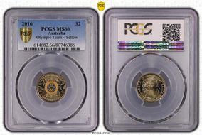 2016 $2 Olympic Team - Yellow Colorized MS66