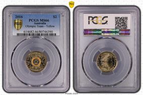 2016 $2 Olympic Team - Yellow Colorized MS66