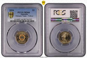 2016 $2 Olympic Team - Yellow Colorized MS66
