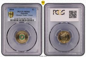 2016 $2 Olympic Team - Green Colorized MS66