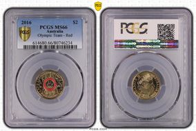 2016 $2 Olympic Team - Red Colorized MS66