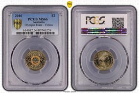 2016 $2 Olympic Team - Yellow Colorized MS66