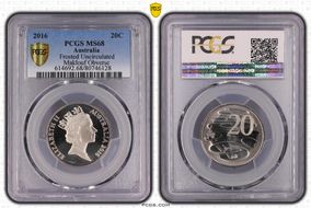 2016 20C Frosted Uncirculated Maklouf Obverse MS68