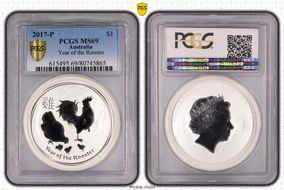 2017-P $1 Year of the Rooster Ag MS69