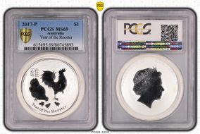 2017-P $1 Year of the Rooster Ag MS69