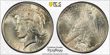 1925 $1 VAM 1T (5), Missing Ray AU58