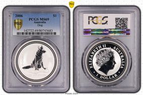 2006 $1 Year of the Dog Ag MS69