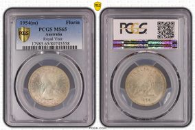 1954(m) Florin Royal Visit KM-55  Ag MS65