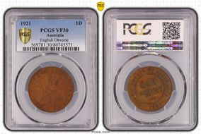 1921 1D English Obverse VF30BN