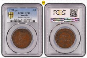 1922 (p) 1D Indian Obverse XF40BN