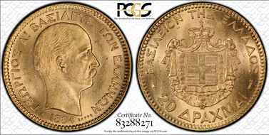 1884-A 20 Dr KM-56  Au MS62