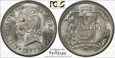 1952 Peso KM-22  Ag MS64