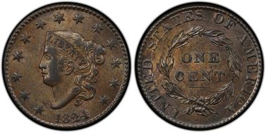 1824/2 1C Newcomb 1 MS63BN