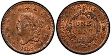 1833 1C Newcomb 5 MS64RB