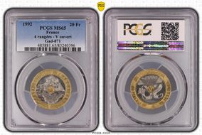 1992 20 Fr 4 rangées - V ouvert Gad-871 F-403 MS65