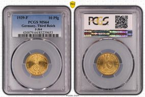 1939-F 10 Pfg J-364 MS64