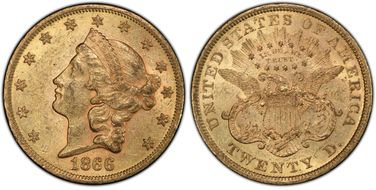 1866 $20 Motto MS61