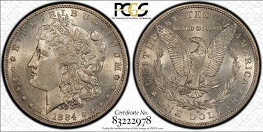 1884-S $1 AU58+