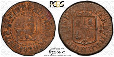 1829-M F Quarto Calico-94 Regular Date AU55BN