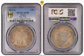 1876-A 5 Fr Gad-745a F-334 AU58