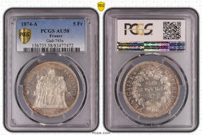 1874-A 5 Fr Gad-745a F-334 AU58