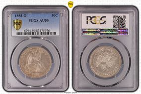 1858-O 50C AU50