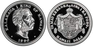 1990 Ounce X-MB53 Silver Kalakaua - Hawaii Motto PR69CAM