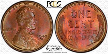 1942-S 1C MS65RB