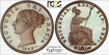 1839 1/2D S-3949 Bronzed ↑↑ PR65