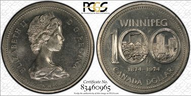 1974 $1 Winnipeg - Single Yoke MS66